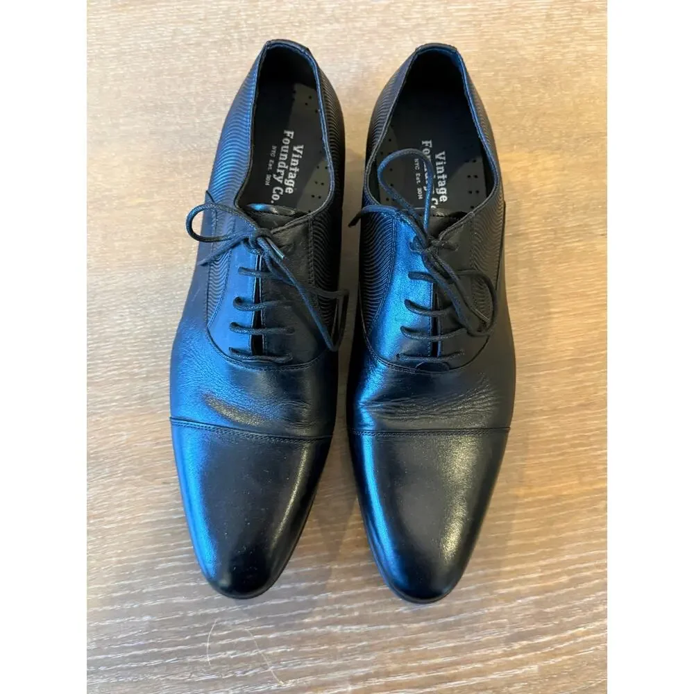 Vintage Foundry Co Black Leather Lace Up Oxford Dress Shoes Men 11